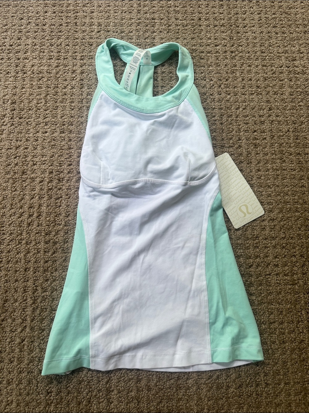 Lululemon RUN: Make It Count Tank Mint Green & White Athletic